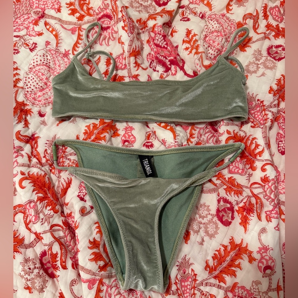 Green Velvet Mica Triangl Swimsuit